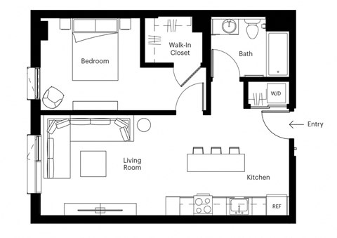 A black and white image of a floor plan for a home.